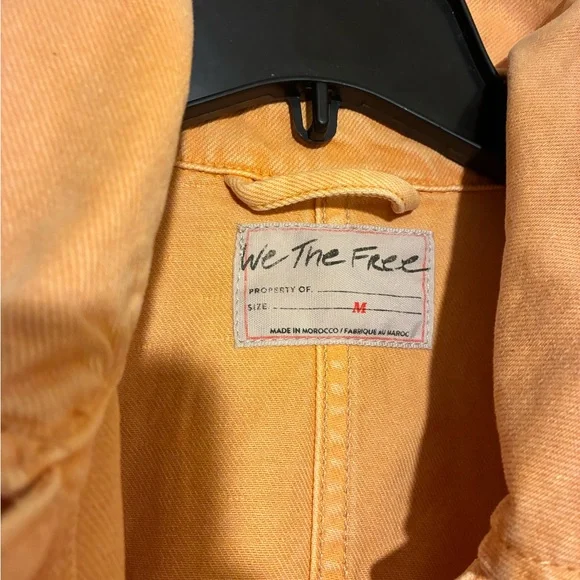 Free People Avery Denim Jacket in Orange We the Free Sz M Oversized Relaxed Fit - Picture 6 of 9